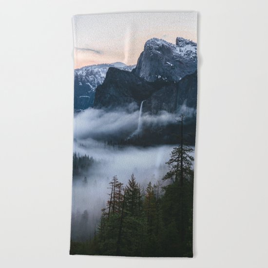 Three Brothers at Sunrise | Yosemite National Park, CA Beach Towel