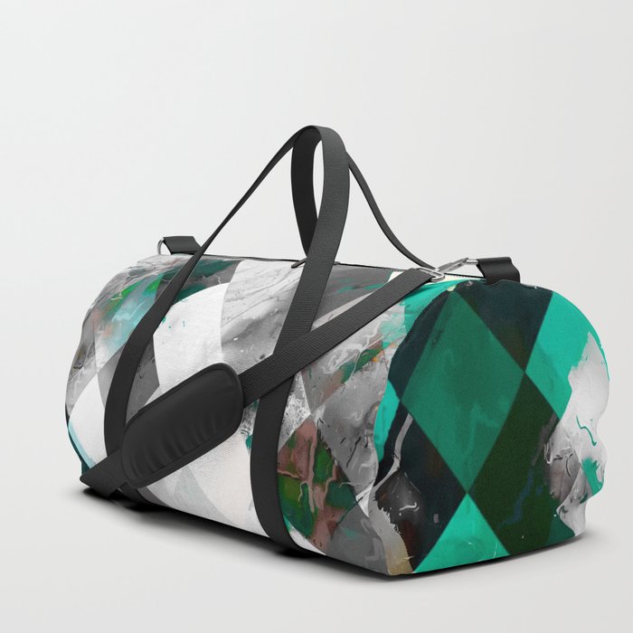 geometric pixel square pattern abstract background in green orange Duffle Bag