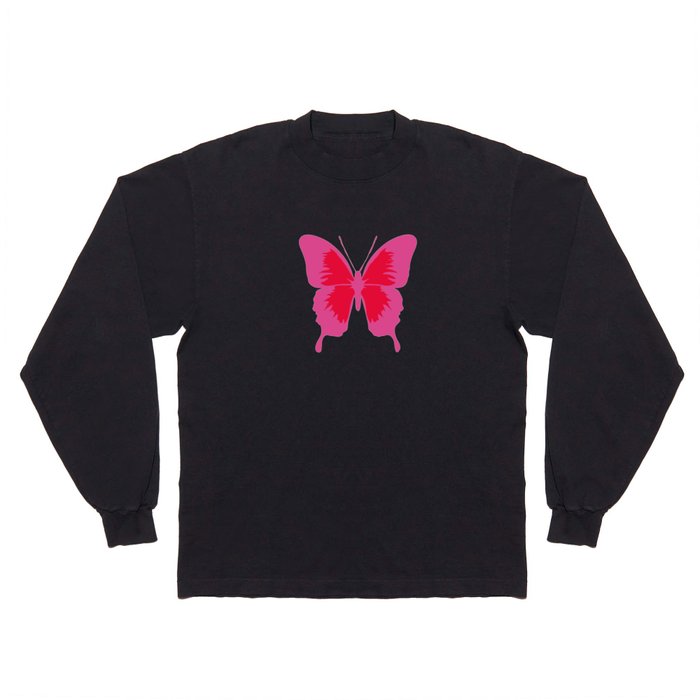 Simple Cute Pink and Red Butterfly - Preppy Aesthetic Long Sleeve T Shirt