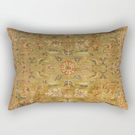 Persian 19th Century Authentic Colorful Muted Green Yellow Blue Vintage Patterns Rectangular Pillow