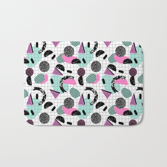 Joshin - memphis throwback retro pop art geoemetric pattern print unique trendy gifts dorm college Bath Mat