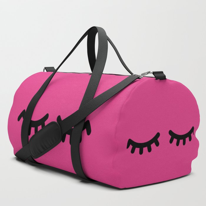Lashes Hot Pink Duffle Bag by Ziya Blue Society6