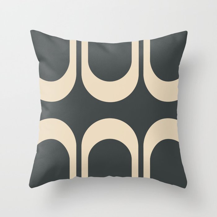 Mid Century Modern Geometric | Beige Black Sand Throw Pillow