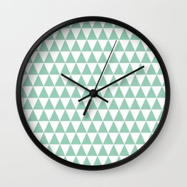 Green Mint and White Triangle Pattern Wall Clock
