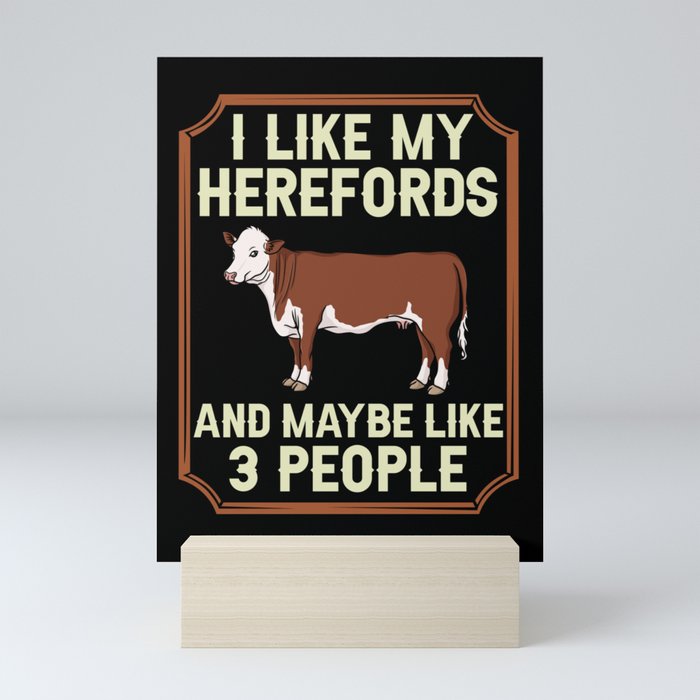 Hereford Cow Cattle Bull Beef Farm Mini Art Print
