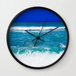 Beautiful Blue, Aqua, Turquoise, Relaxing, Peaceful, Coastal Seashore Waves Wall Clock