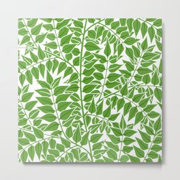 Green Vine Leaves On White, Vintage Art Inspired Metal Print | Painting, Watercolor, Grandmillennial, Leaves, Botanical, Vines, Pattern, Bananaleaf, Digital, Antiqueart 