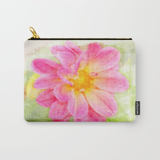 Pink Pastel Watercolor Flower Carry-All Pouch