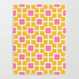 Classic Hollywood Regency Pattern 788 Yellow Pink and Beige Poster