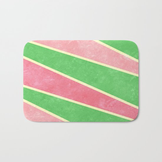 Pink and Green Diagonal Stripes Bath Mat