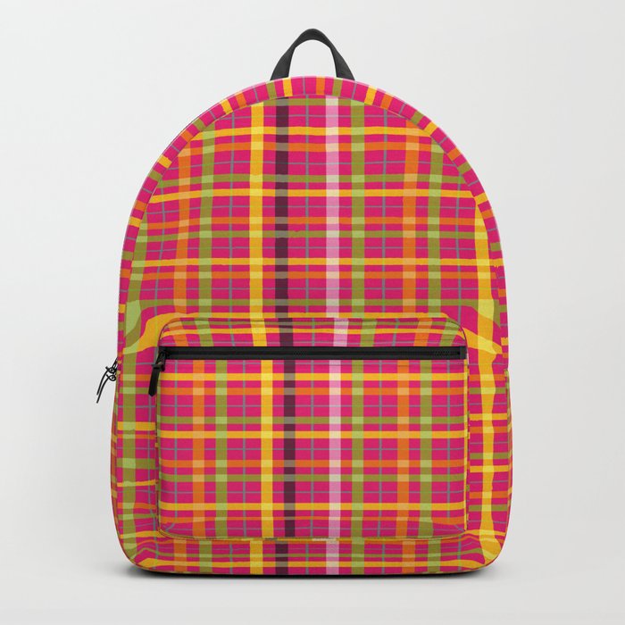 Gingham Pattern | Plaid Pattern | Tartan Pattern | Multi-colored | Pink | Backpack