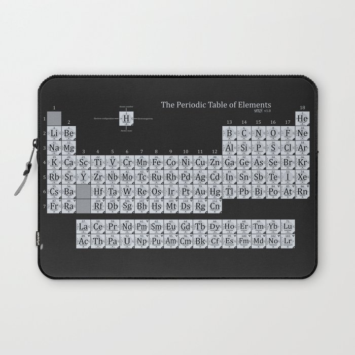 Grayscale Periodic Table of Elements Laptop Sleeve