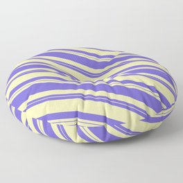 [ Thumbnail: Slate Blue & Pale Goldenrod Colored Lines/Stripes Pattern Floor Pillow ]