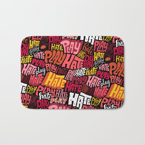 Play/Hate Pattern Bath Mat