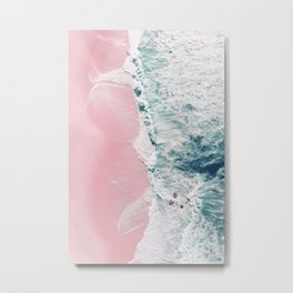 Aerial Ocean Print - Aerial Beach - Pink Sand - Sea of Love - Travel Photography  Metal Print