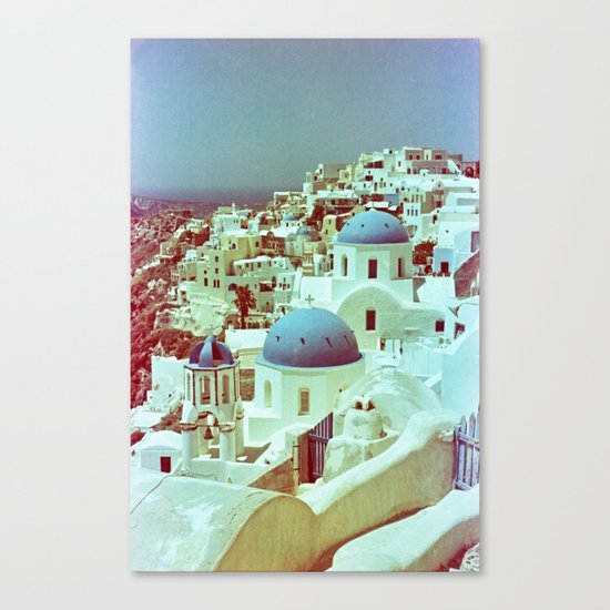 Santorini in Raspberry and Blue: shot using Revolog 600nm special effects film Canvas Print