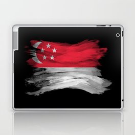 Singapore flag brush stroke, national flag Laptop Skin