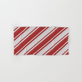 [ Thumbnail: Light Gray & Brown Colored Lines/Stripes Pattern Hand & Bath Towel ]