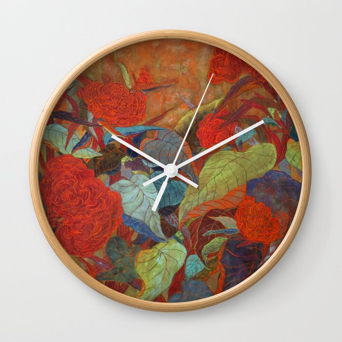 flower3【Japanese painting】 Wall Clock