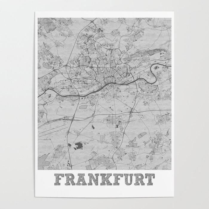 Frankfurt city map sketch Poster