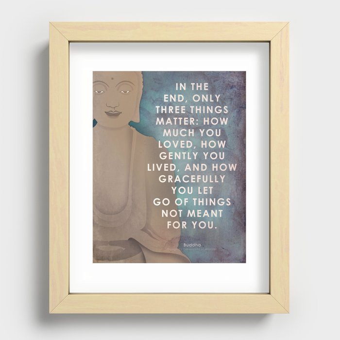 Zen quote art, spiritual Buddhist typography. Recessed Framed Print