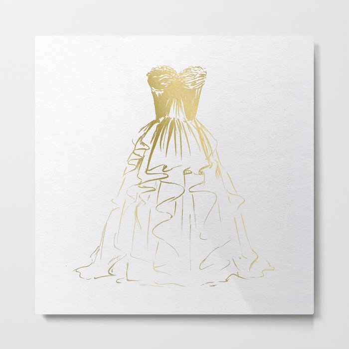 Little Gold Ball Gown Dress Metal Print
