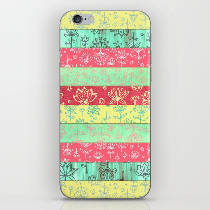 Lily & Lotus Layers in Mint Green, Coral & Buttercup Yellow iPhone Skin