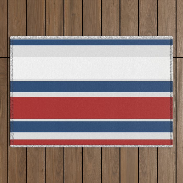 Striped Modern Classic Red White Blue Outdoor Rug by Azure Designs