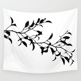 Foliage Silhouette Black And White Wall Tapestry