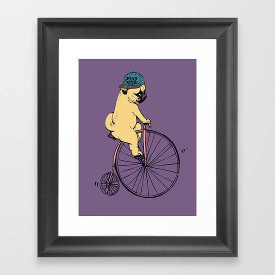 Pug Ride Framed Art Print