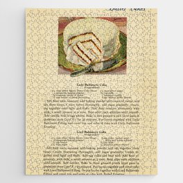 Vintage Lady Baltimore Cake Recipe and Illustration Jigsaw Puzzle