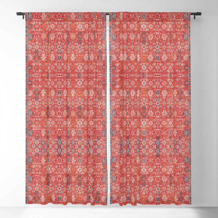 N233 - Orange Oriental Heritage Traditional Vintage Boho Moroccan Style Blackout Curtain
