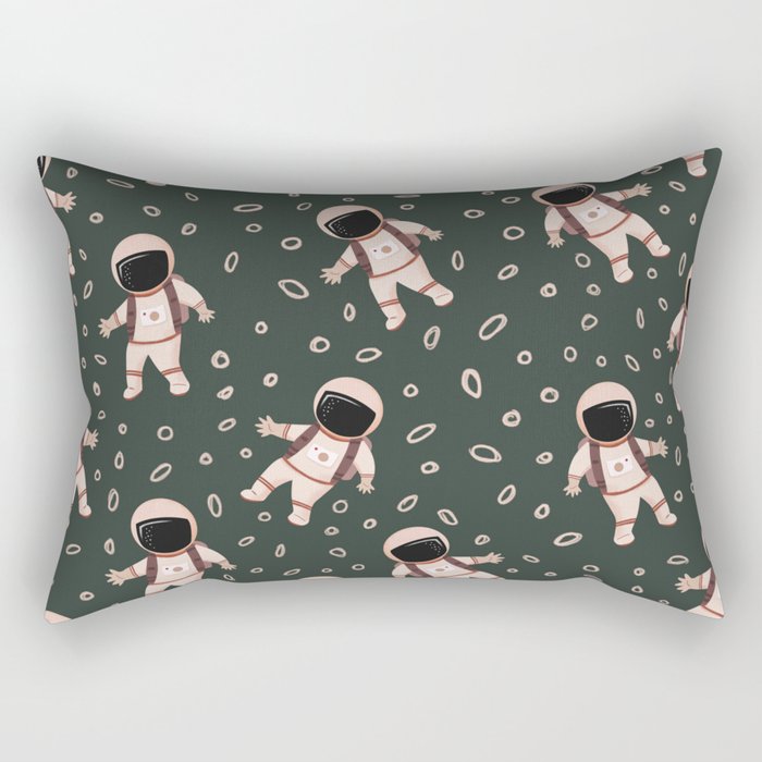 Cute Green Spaceman Astronaut Print Pattern Rectangular Pillow