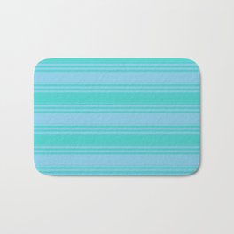 [ Thumbnail: Sky Blue & Turquoise Colored Lines Pattern Bath Mat ]