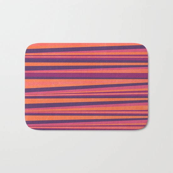 Happy Horizontal Lines Pink Version Bath Mat