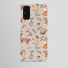 Forest little animals and mushrooms seamless pattern Android Case
