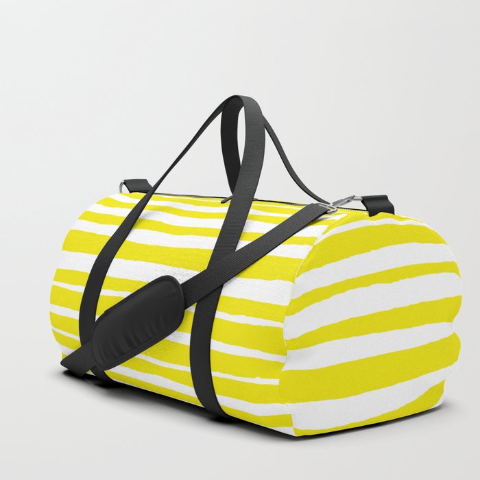 Small Sun Yellow Handdrawn horizontal Beach Stripes - Mix and Match with Simplicity of Life Duffle Bag