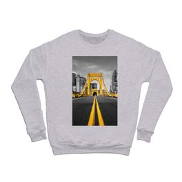 Pittsburgh Pennsylvania Steel City Skyline Bridge Black And White Photography Print Crewneck Sweatshirt