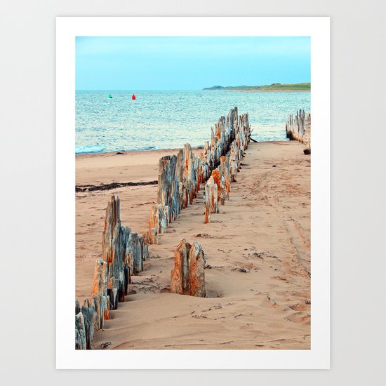 Wharf Remains on the Beach Art Print