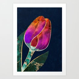 Metallic Magenta and Turquoise Tulip Art Print