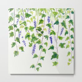 Ivy and Lavender Watercolor Metal Print | Ivy, Illustration, Plant, Art, Minimalist, Watercolor, Flower, Drop, Botani, Painting 