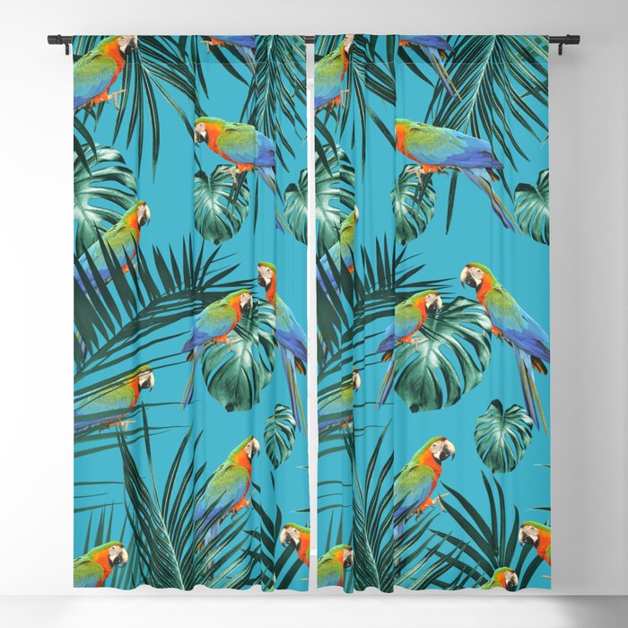 Parrots in the Tropical Jungle #2 #tropical #decor #art #society6 Blackout Curtain