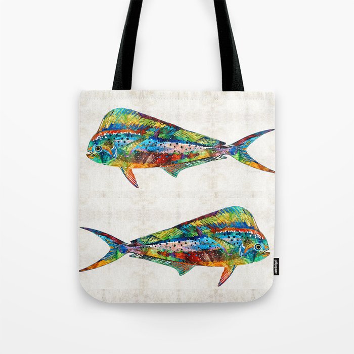 Colorful Dolphin Fish by Sharon Cummings Tote Bag
