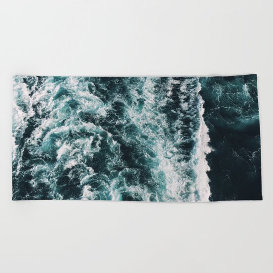 Green Seas, Yes Please Beach Towel
