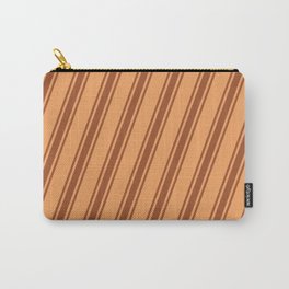 [ Thumbnail: Brown & Sienna Colored Lines Pattern Carry-All Pouch ]