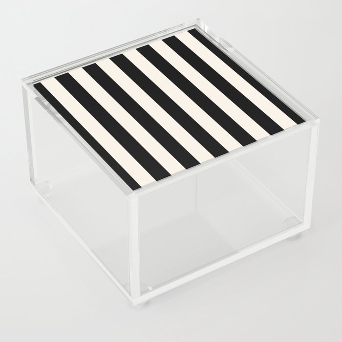Black And Cream White Vertical Stripes Acrylic Box