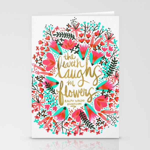 The Earth Laughs in Flowers – Pink & Gold Stationery Cards