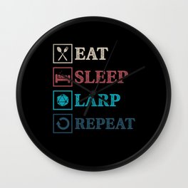 Eat Sleep Larp Repeat Geeky Fantasy RPG Wall Clock