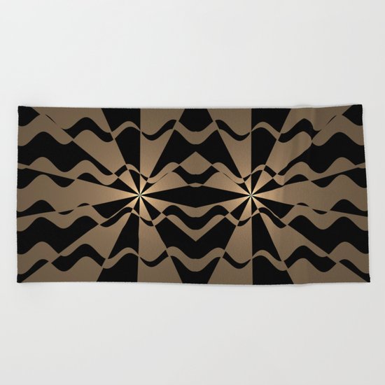 Trendy abstract in gold and black Beach Towel