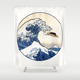 Great Wave off Kanagawa Surfer Shower Curtain